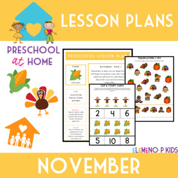 Preview of Preschool at Home Lesson Plans-November