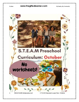 Preview of Preschool curriculum Lesson Plans fully written STEAM Reggio Montessori Oct