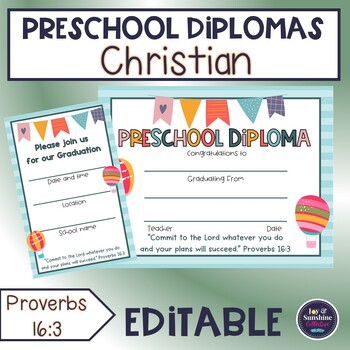 Preview of Preschool diploma - Religious - balloons