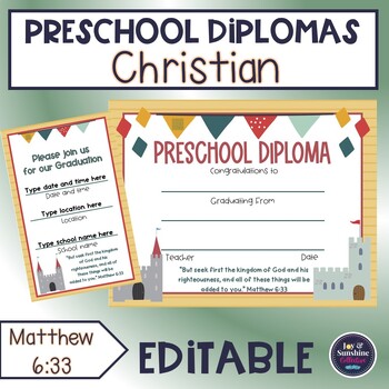Preview of Preschool diploma - Religious - castle