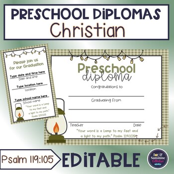 Preview of Preschool diploma - Religious - light