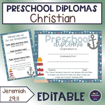 Preview of Preschool diploma - Religious - lighthouse