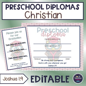 Preview of Preschool diploma - Religious - owl