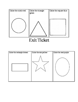 Preview of Preschool exit ticket shapes
