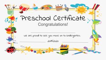 Preschool graduation certificate by California Elite Learning | TpT