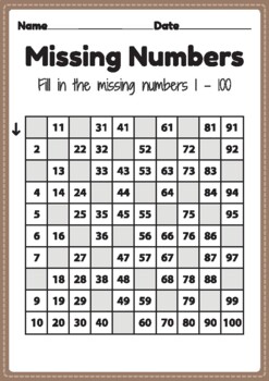 preschool math worksheets missing numbers 1 to 100 printable sheet for kids