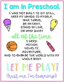 Preschool | Pre-K  | Kindergarten "Let Me Play" Poster