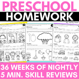 Preschool or Pre-K Weekly Homework Practice Pages Skills Review