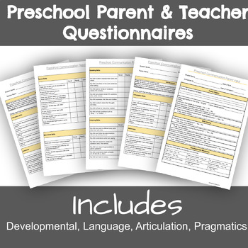 Preview of Preschool speech and language developmental questionnaire for assessment data!