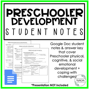 Preview of Preschooler Development Notes | Google Docs | Child Development | FCS