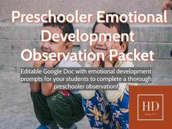 Preview of Preschooler Observation - Emotional Development