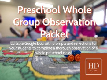 Preview of Preschooler Observation - Whole Group