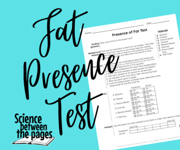 Preview of Presence of Fat Test Handout