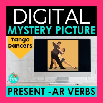 Preview of Present AR Verbs Digital Mystery Picture | Spanish Pixel Art