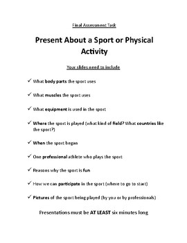 Preview of Present About a Sport or Physical Activity | Simple | Fun | Easy