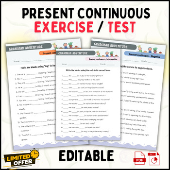 Preview of Present Continuous Adventure: Simple and Engaging Grammar Exercises (PPT & PDF)