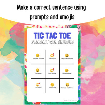 Present Continuous Tense Legal Size Photo Tic-Tac-Toe-Bingo Game - Amped Up  Learning