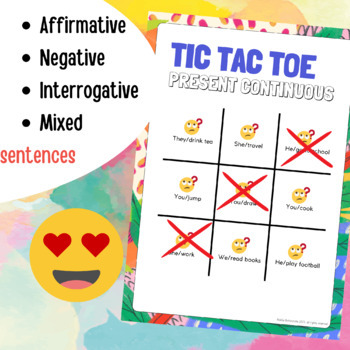 Present Continuous Tense Legal Size Photo Tic-Tac-Toe-Bingo Game - Amped Up  Learning