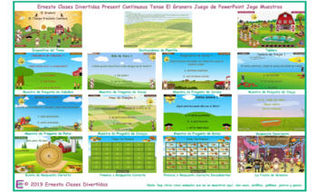 Preview of Present Continuous Tense Barnyard Spanish Powerpoint Game