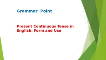Preview of Present Continuous Tense in English: Form and Use
