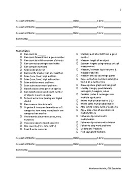 Present Level of Performance Checklist Grades 2-3 by Shell-tastic Teaching