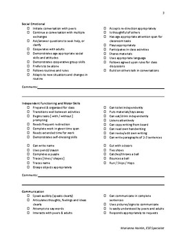 Present Level of Performance Checklist Grades 2-3 by Shell-tastic Teaching