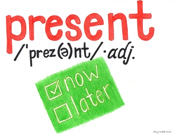 Preview of Present Moment Cartoon--Printable Montessori Homograph Card