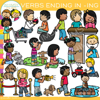 Preview of Present Participle Verbs  Clip Art {Verbs Ending in ING}
