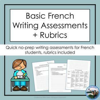 Preview of Present Past Future Tense French Verb Writing Assessments