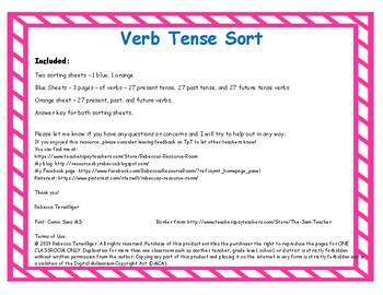 Preview of Present, Past, Future Verb Tense Sort - Printable, Drag & Drop Easel, Assessment