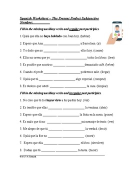 Preview of Spanish Present Perfect Subjunctive Worksheet - Presente Perfecto Subjuntivo
