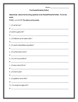 Preview of Present Perfect in Spanish Questions