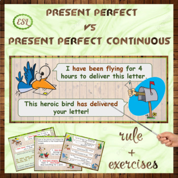 Preview of ESL Present Perfect vs Present Perfect Continuous - PowerPoint rule + exercises