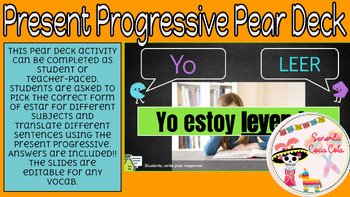 Preview of Present Progressive Spanish PearDeck Practice