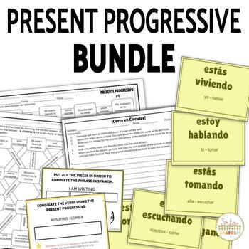 Preview of Spanish Present Progressive Review Activity Bundle