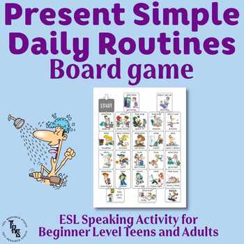Daily Routine Board Game (ESL/EFL Present Simple Practice in English)