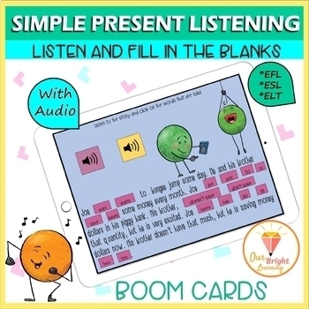 Preview of Present Simple | Listening Practice | BOOM Cards | Distance Learning