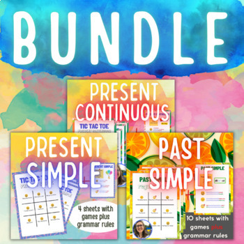 Preview of Present Simple, Present Continuous, Past Simple TIC TAC TOE  games BUNDLE