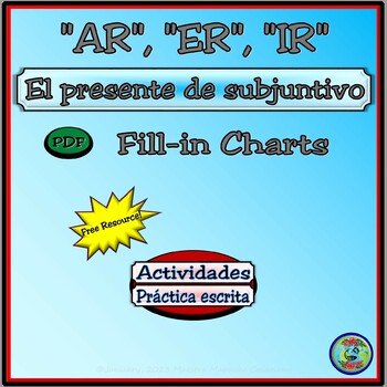 Preview of Present Subjunctive Verb Conjugation Chart - Free Resource