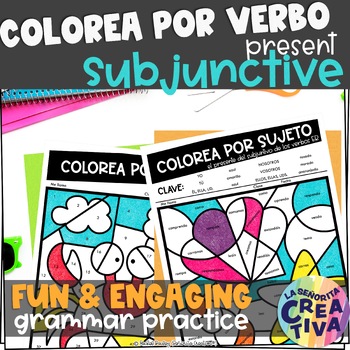Preview of Present Subjunctive Verbs Worksheets | Spanish verb coloring activity | Colorea