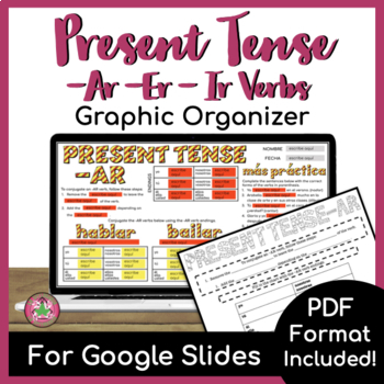 Preview of Present Tense AR, ER, IR Verb Graphic Organizer | PRINT + DIGITAL