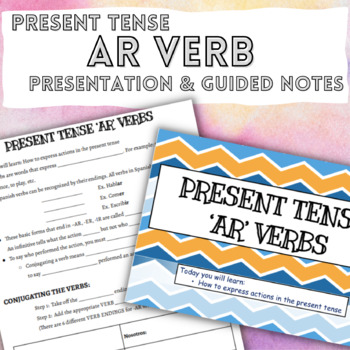 Preview of Present Tense AR Verbs Intro Presentation & Guided Notes