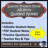Present Tense AR Verbs in Spanish Guided Grammar Notes and Key