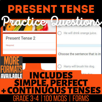 Preview of Present Tense Google Forms | Simple Progressive Perfect | Digital Resources
