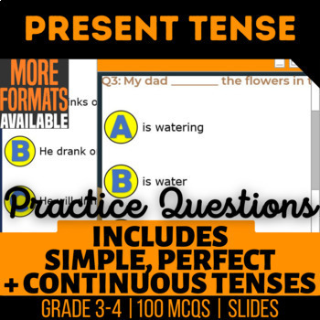 Preview of Present Tense Google Slides | Simple Progressive Perfect | Digital Resources