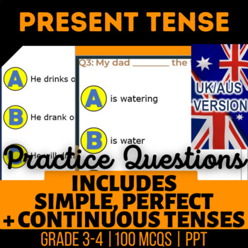 Preview of Present Tense Interactive: Simple, Progressive, Perfect UK/AUS Spelling Year 4-5