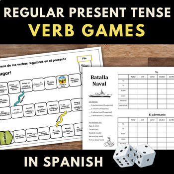 Preview of Games for Regular Verbs in Spanish (Present Tense) | No Prep and Editable