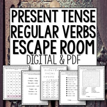 Preview of Present Tense Spanish Regular Verbs Escape Room