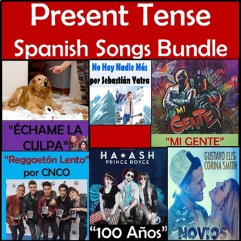 Preview of Present Tense Spanish Songs Bundle - CNCO, Fonsi, Yatra - Best Seller