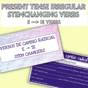 Preview of Present Tense Stem Changing Verbs Intro Presentation